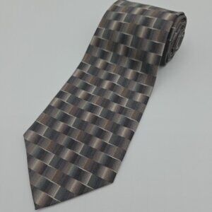 Dockers 100% Silk Tie Brown Geometric Classic Length